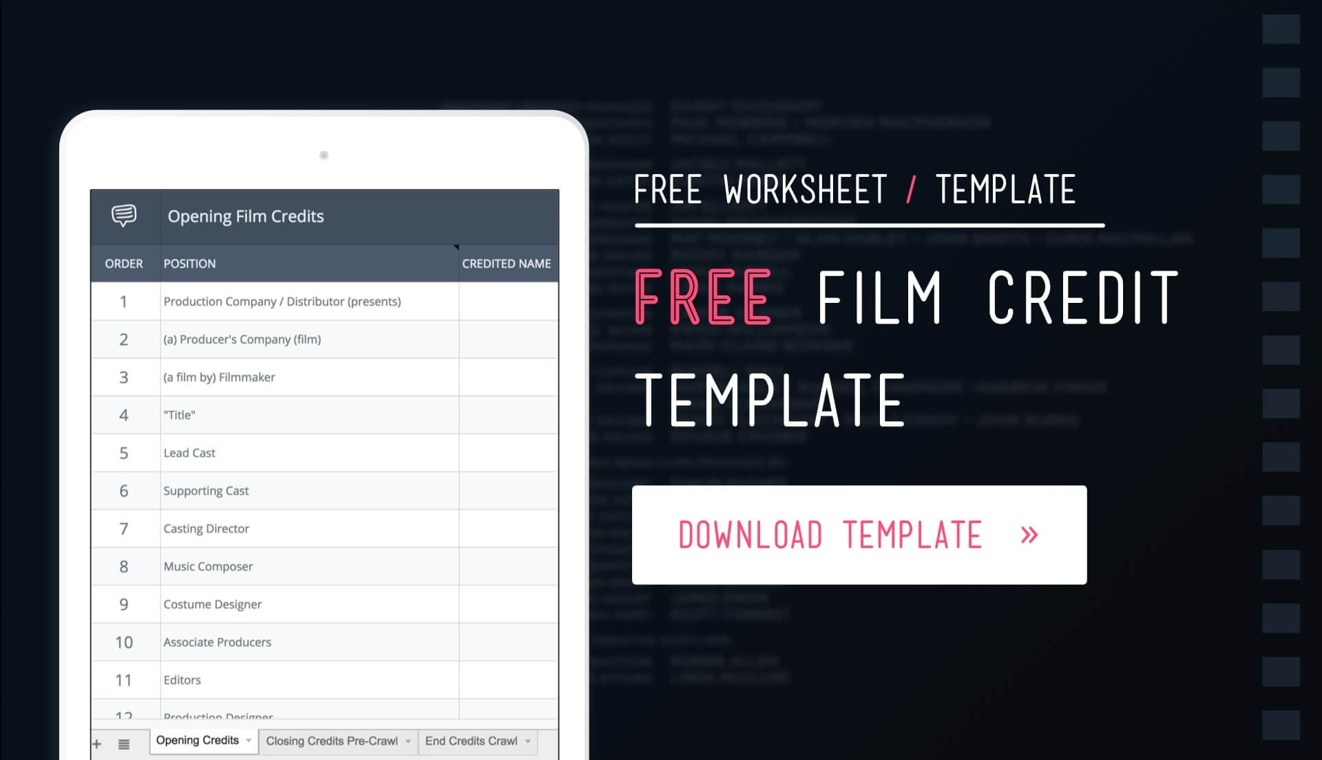 Download Free Film Credits Order Template and Worksheet - Featured - StudioBinder