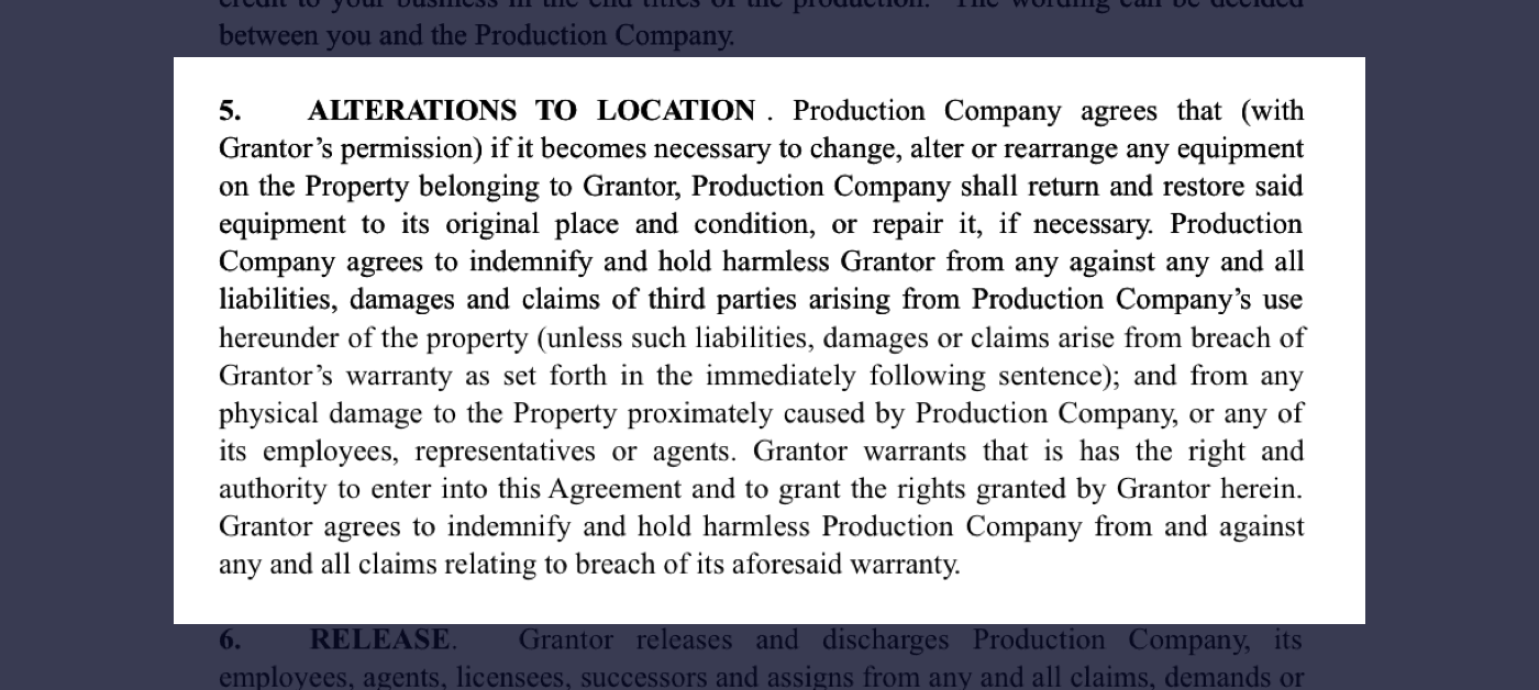 How to Secure Film Locations - Film Location Agreement - Alterations