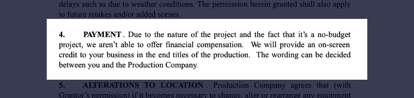 How to Secure Film Locations - Film Location Agreement - Compensation