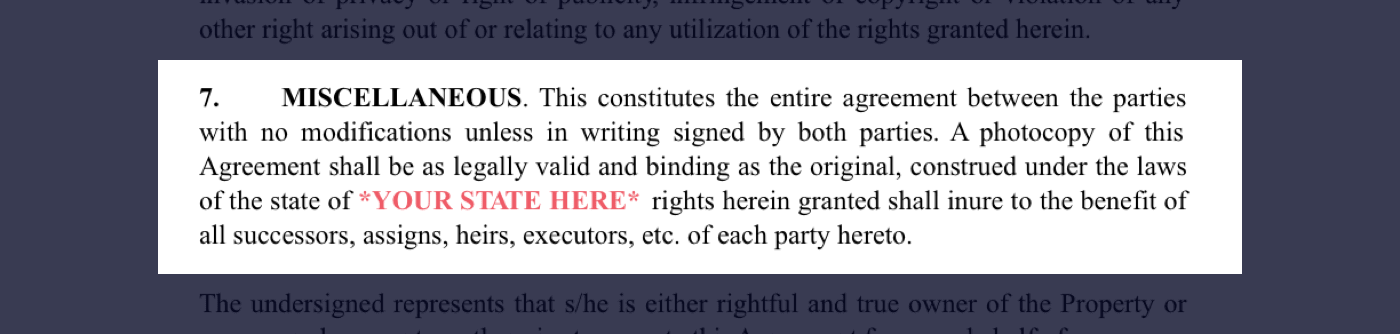 How to Secure Film Locations - Film Location Agreement - Miscellaneous Section